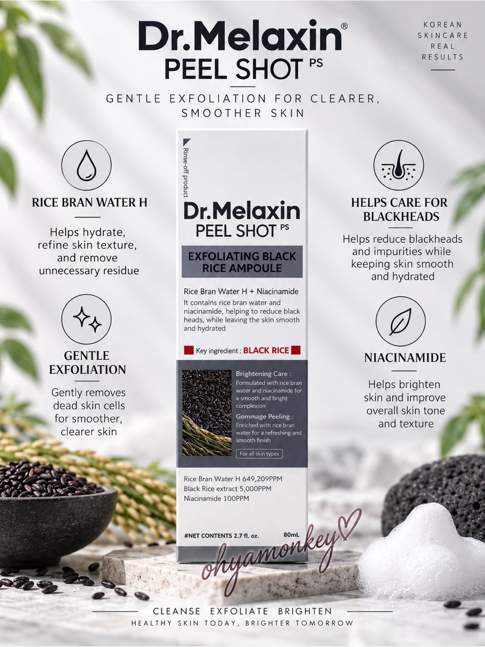 Dr. Melaxin Peel Shot Exfoliating Black Rice Ampoule